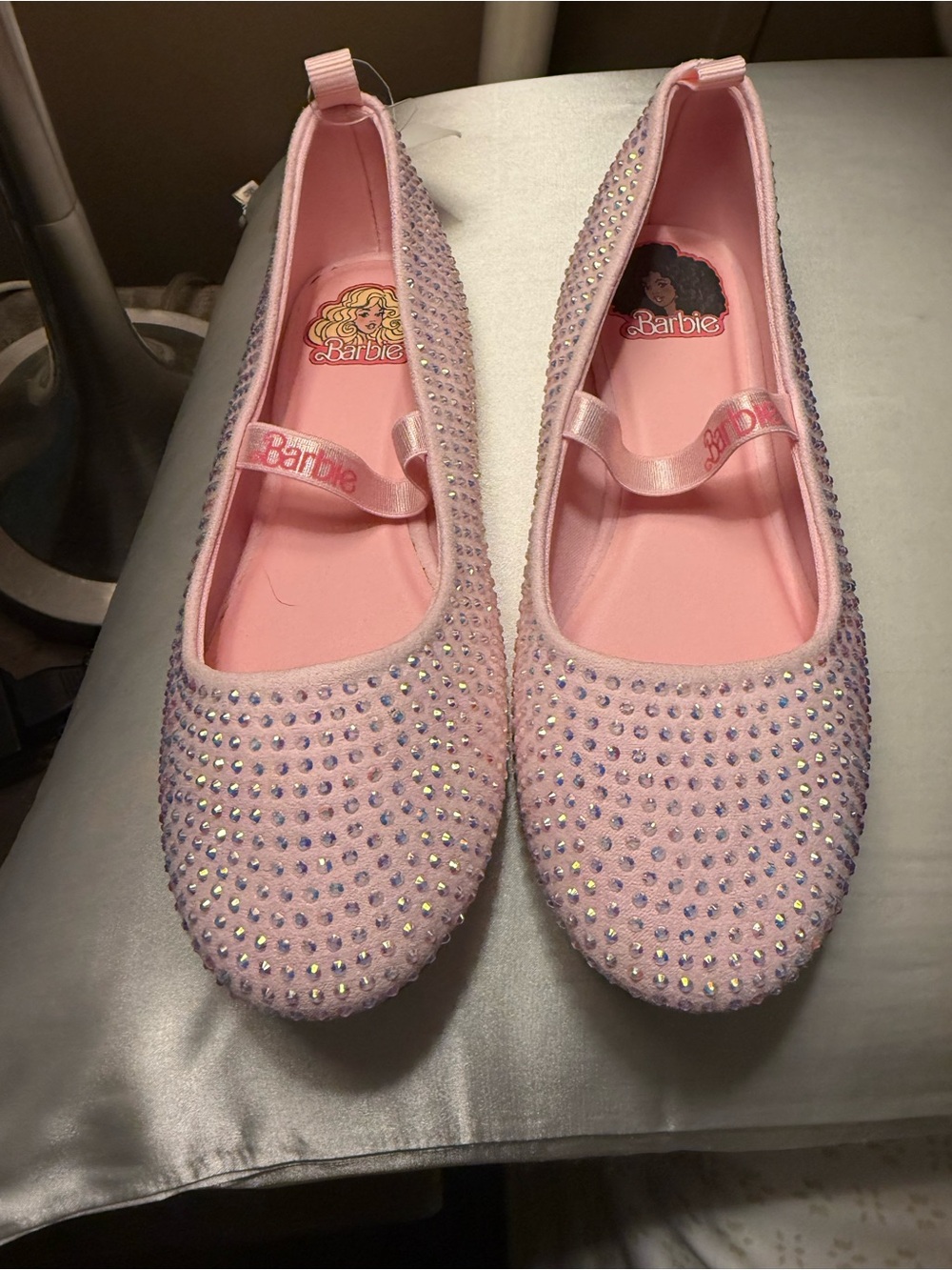 Barbie Light Pink Crystal-Embellished Mary Jane Flats
